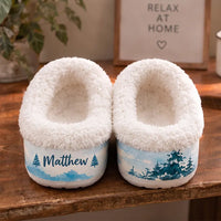 Santa's Winter Fishing Trip Personalized Christmas Fishing Fur Slippers
