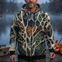 Skeleton Pumpkin Halloween Fishing Hoodie