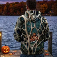 Skeleton Pumpkin Halloween Fishing Hoodie