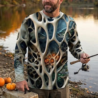 Skeleton Pumpkin Halloween Fishing Long Sleeve Shirt