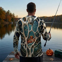Skeleton Pumpkin Halloween Fishing Long Sleeve Shirt