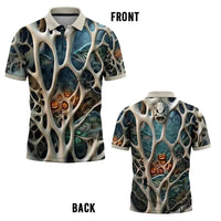 Skeleton Pumpkin Halloween Fishing Polo Shirt