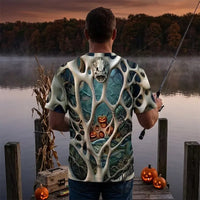 Skeleton Pumpkin Halloween Fishing T-Shirt