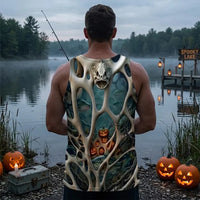 Skeleton Pumpkin Halloween Fishing Tank Top
