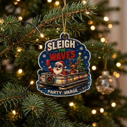 Sleigh The Waves Party Barge Ornament