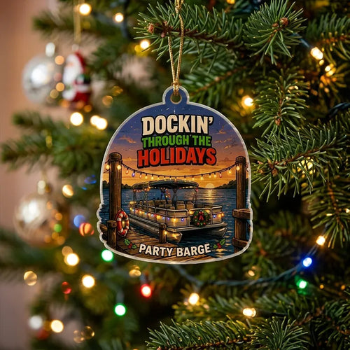 Sleigh The Waves Party Barge Ornament