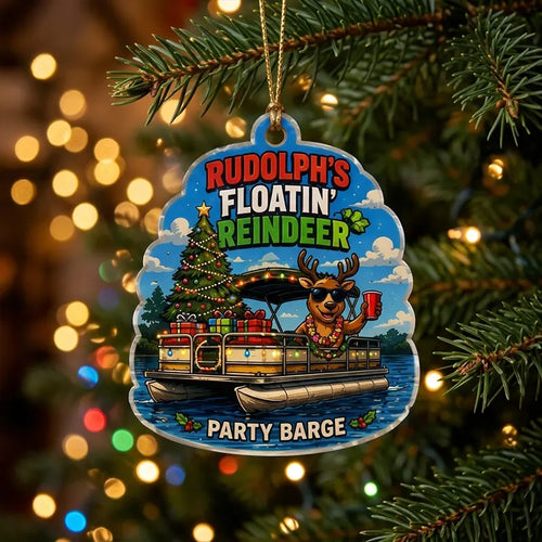 Sleigh The Waves Party Barge Ornament