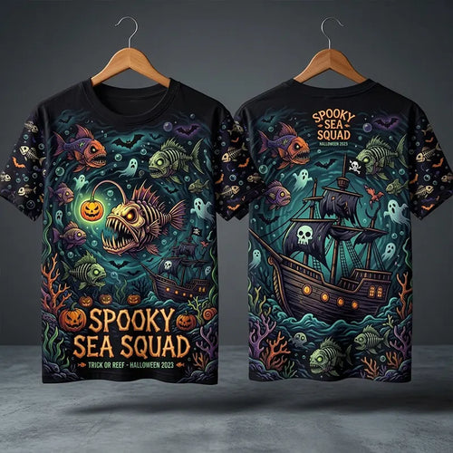 Spooky Sea Squad Halloween Fishing T-Shirt