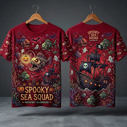 Spooky Sea Squad Halloween Fishing T-Shirt