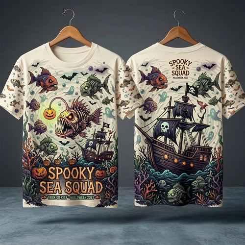 Spooky Sea Squad Halloween Fishing T-Shirt