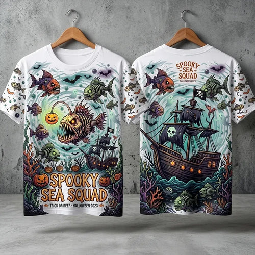 Spooky Sea Squad Halloween Fishing T-Shirt