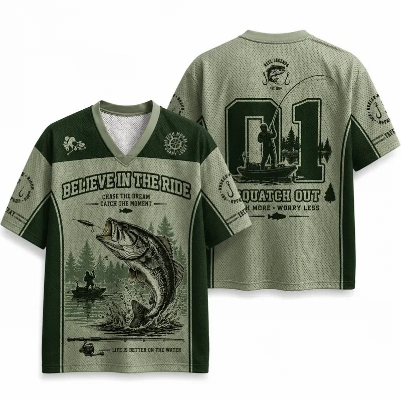 Squatch Out Fish More Worry Less Fishing Jersey