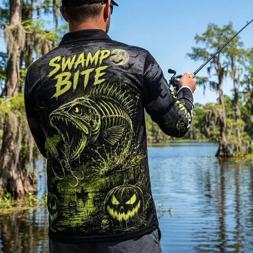 Swamp Bite Reel The Fright Halloween Polo Long Sleeve Shirt