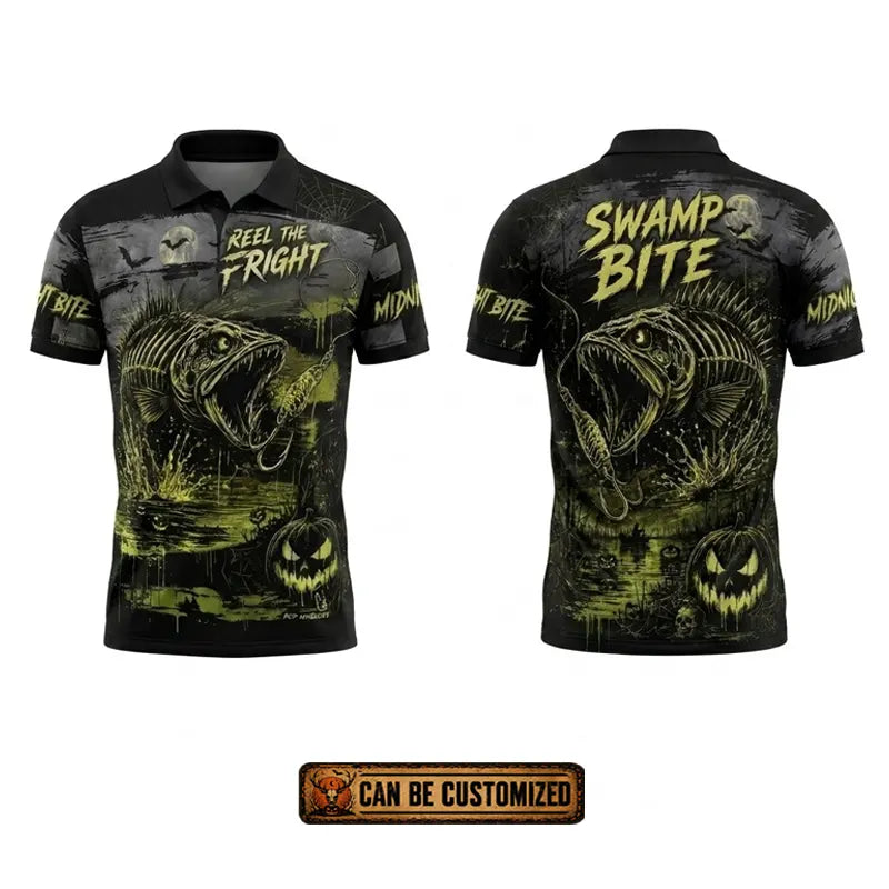 Swamp Bite Reel The Fright Halloween Polo Shirt