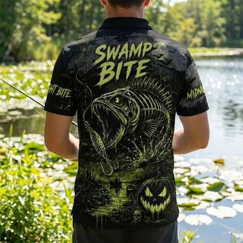 Swamp Bite Reel The Fright Halloween Polo Shirt