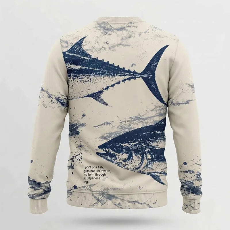 Personalized Fathom Thread Gyotaku Tuna Ocean Fishing Sweater