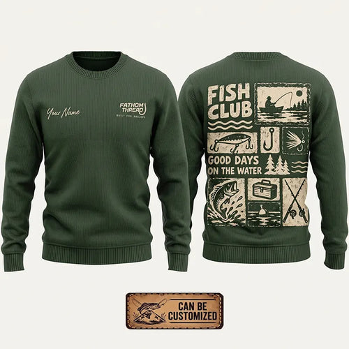 Personalized Fish Club Good Days On The Water Sweater