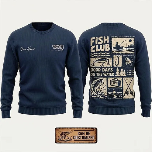 Personalized Fish Club Good Days On The Water Sweater