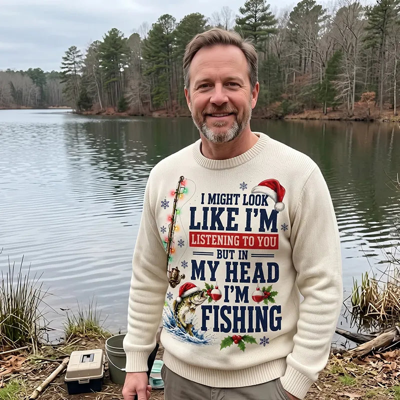 Funny Christmas Fishing Santa Fish Holiday Sweater