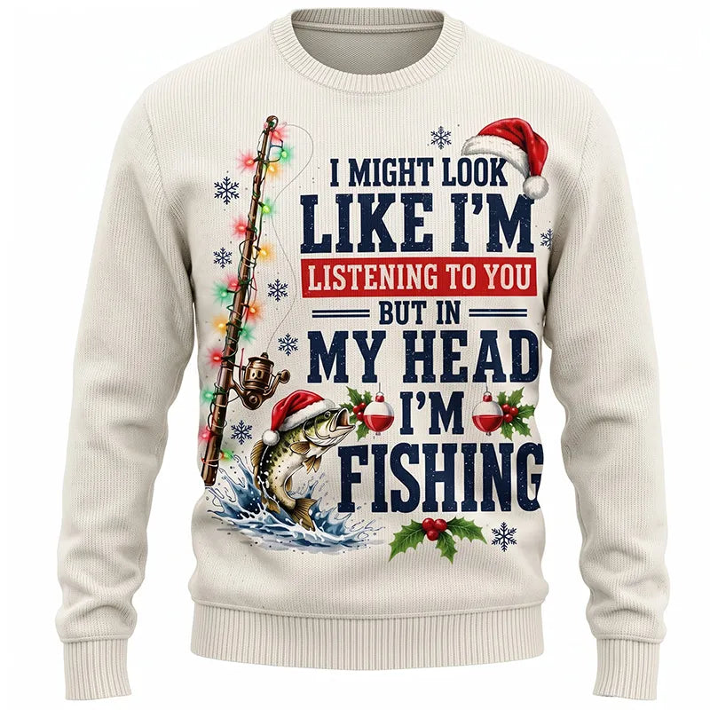 Funny Christmas Fishing Santa Fish Holiday Sweater