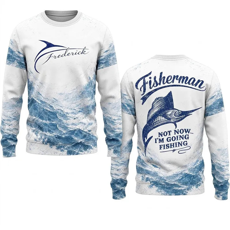 Personalized Sailfish Fisherman Not Now I'm Going Fishing Sweater