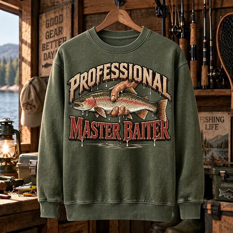 Professional Master Baiter Vintage Rainbow Trout Fishing Sweater