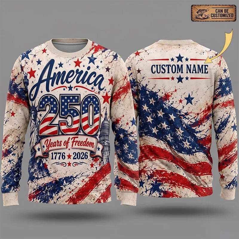 Personalized America 250 Years Of Freedom American Flag Sweater
