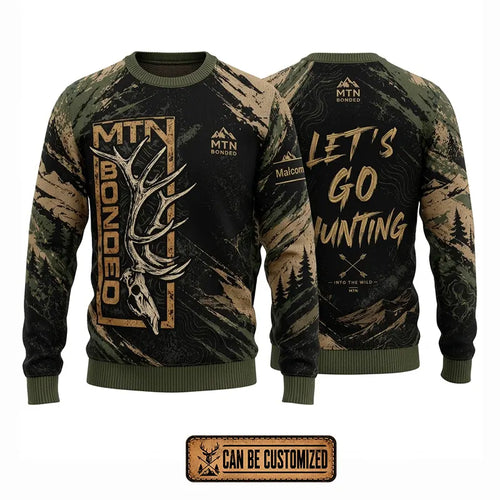 Personalized MTN Bonded Let's Go Hunting Camo Sweater