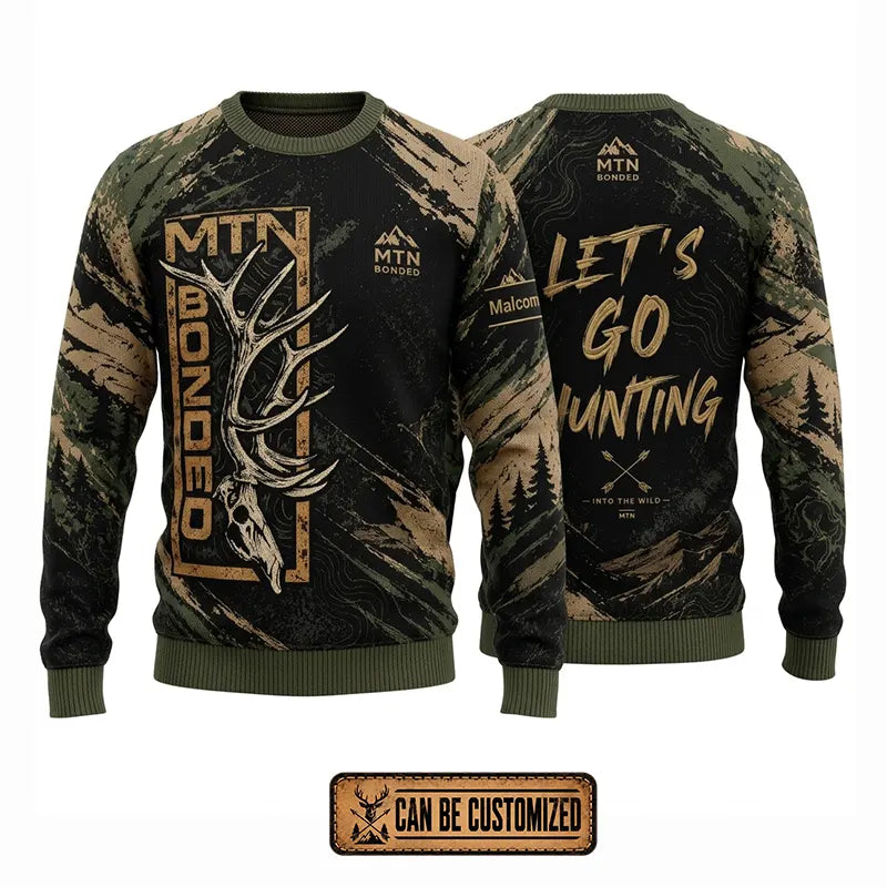 Personalized MTN Bonded Let's Go Hunting Camo Sweater