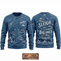 Personalized Sleigh the Big Ones Christmas Fishing Sweater