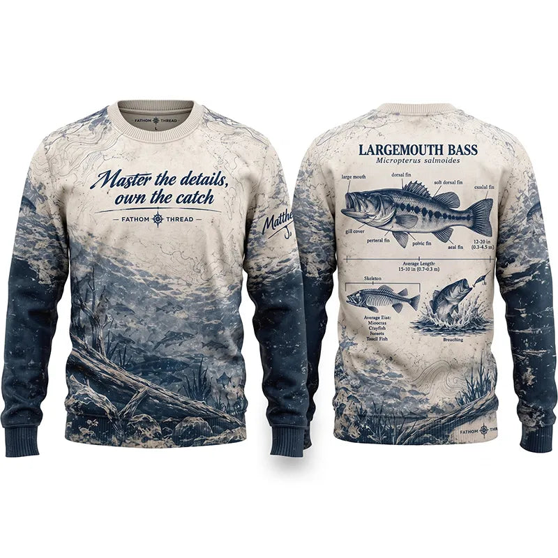 Personalized Fathom Thread Custom Largemouth Bass Anatomy Fishing Sweater