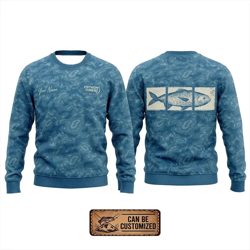 Personalized Fathom Thread Underwater Fish Camo Sweater