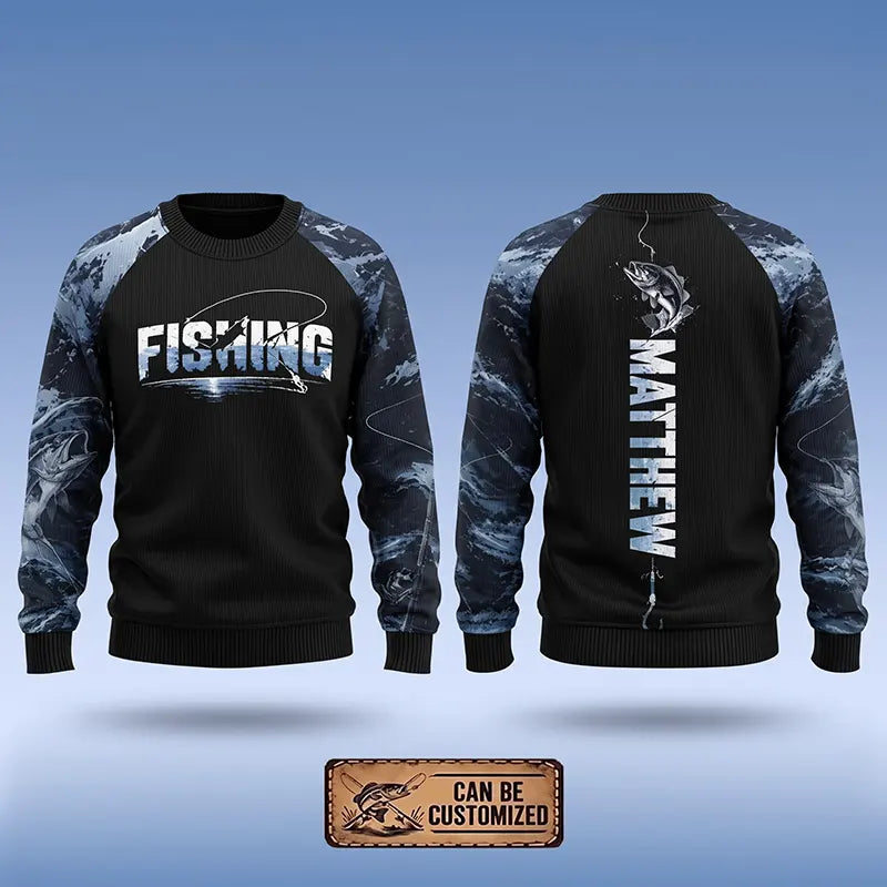 Personalized Fishing Raglan Outdoor Adventure Sweater