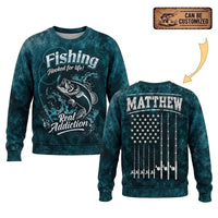 Personalized Hooked for Life Fishing Sweater