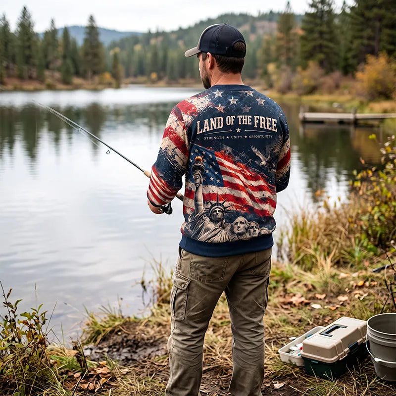 Personalized Land Of The Free Bald Eagle American Flag Sweater