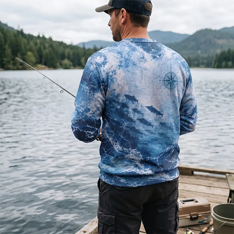 Ocean Waves Swordfish Personalized Fishing Sweater