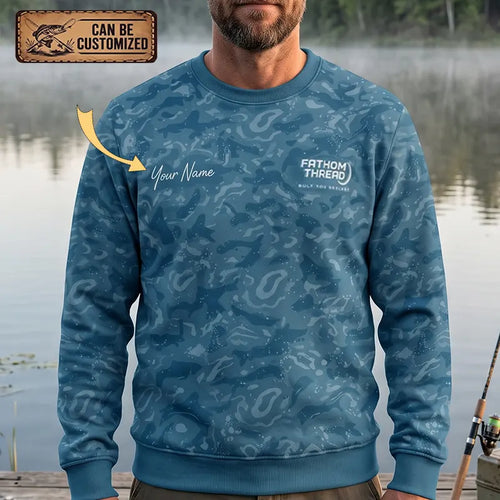 Personalized Fathom Thread Underwater Fish Camo Sweater