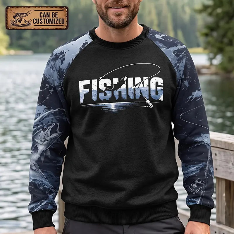 Personalized Fishing Raglan Outdoor Adventure Sweater