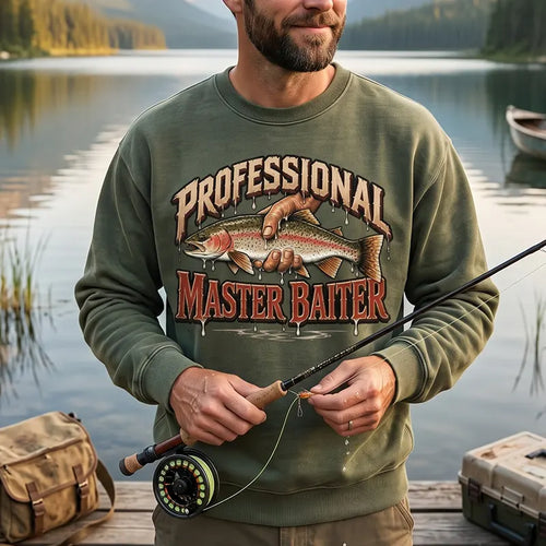 Professional Master Baiter Vintage Rainbow Trout Fishing Sweater