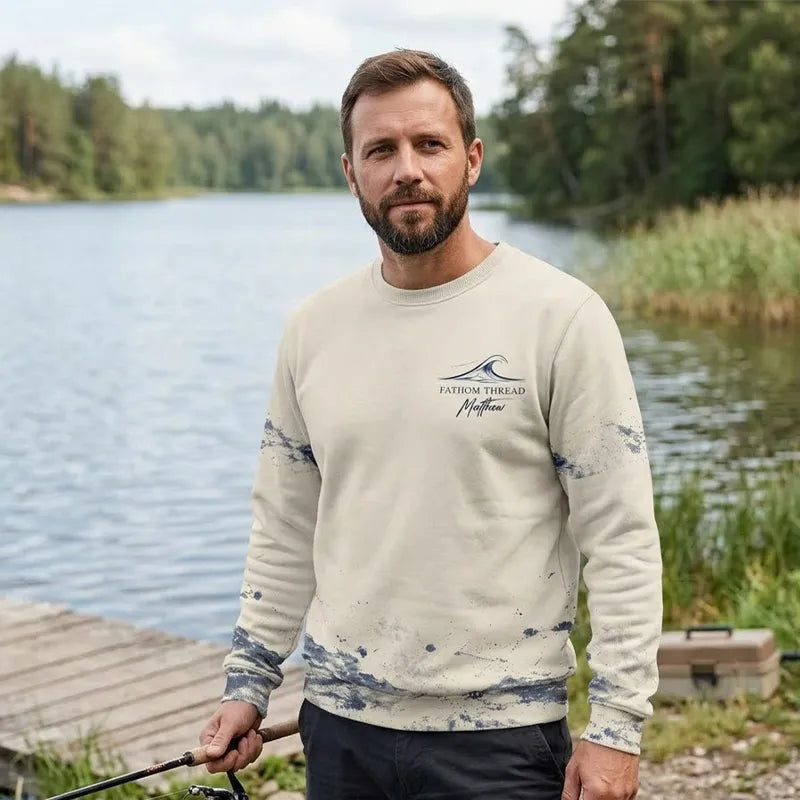 Fathom Thread Gyotaku Fishing Art Outdoor Sweater