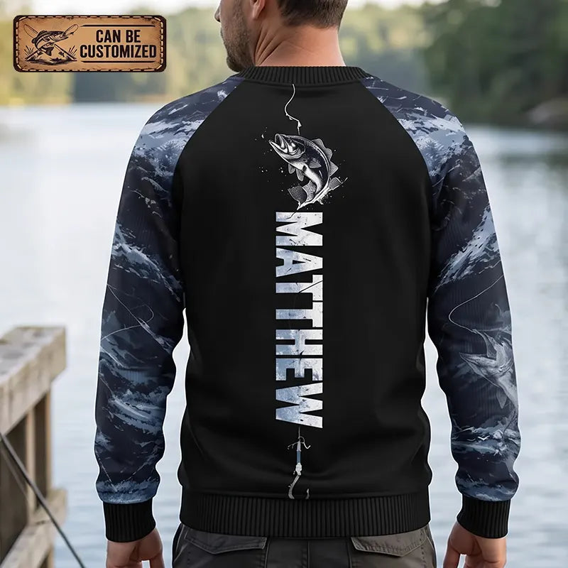 Personalized Fishing Raglan Outdoor Adventure Sweater