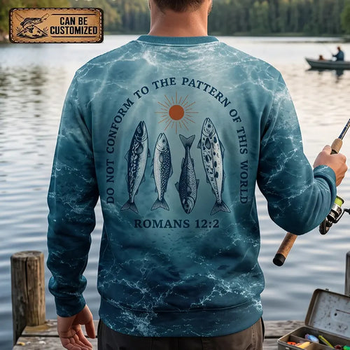 Personalized Romans 12:2 Christian Ocean Fishing Sweater