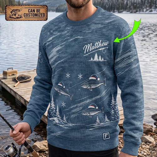Personalized Sleigh the Big Ones Christmas Fishing Sweater