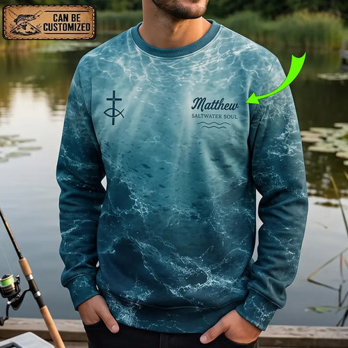 Personalized Romans 12:2 Christian Ocean Fishing Sweater