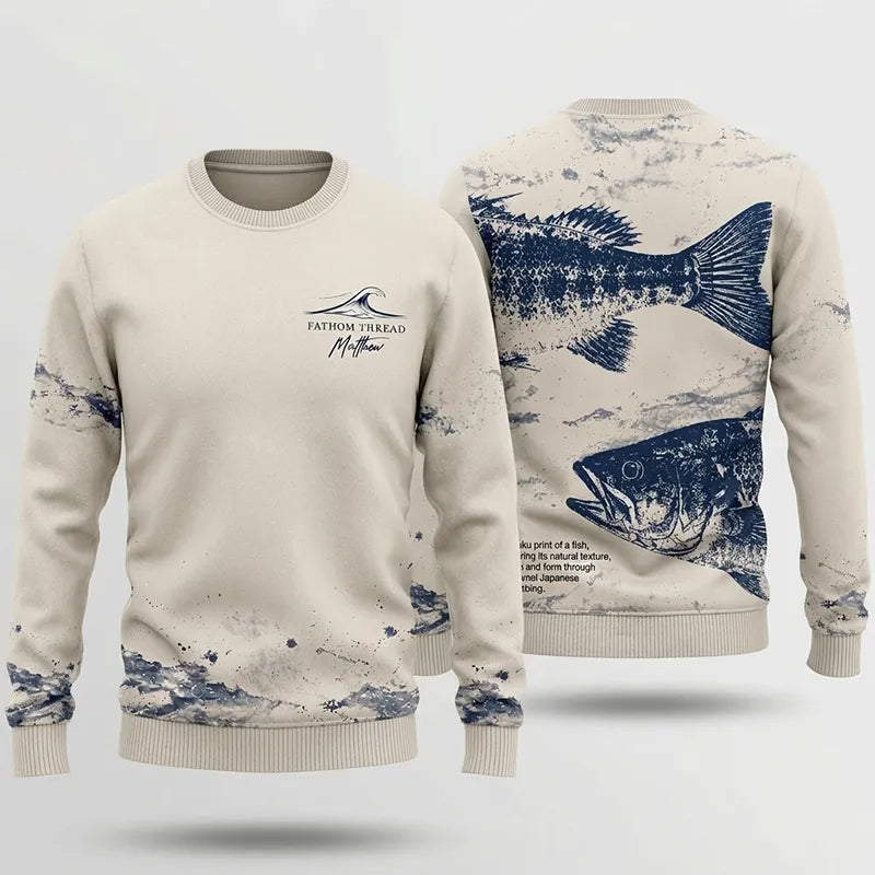 Fathom Thread Gyotaku Bass Fishing Sweater