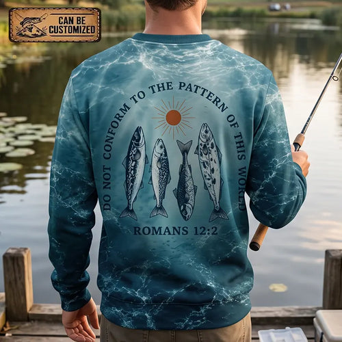 Personalized Romans 12:2 Christian Ocean Fishing Sweater