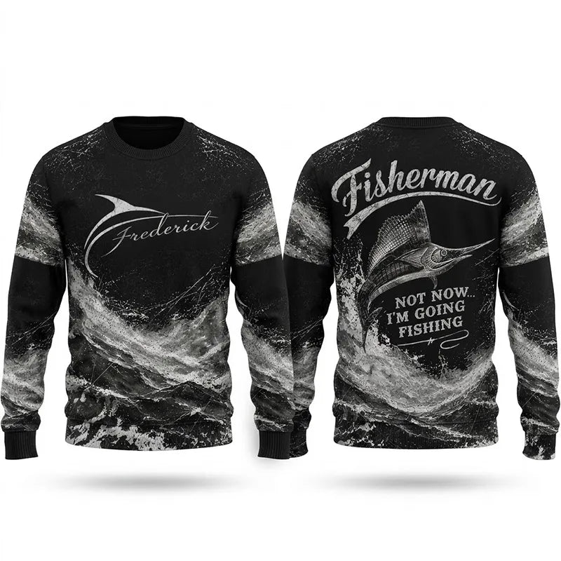 Personalized Sailfish Fisherman Not Now I'm Going Fishing Sweater