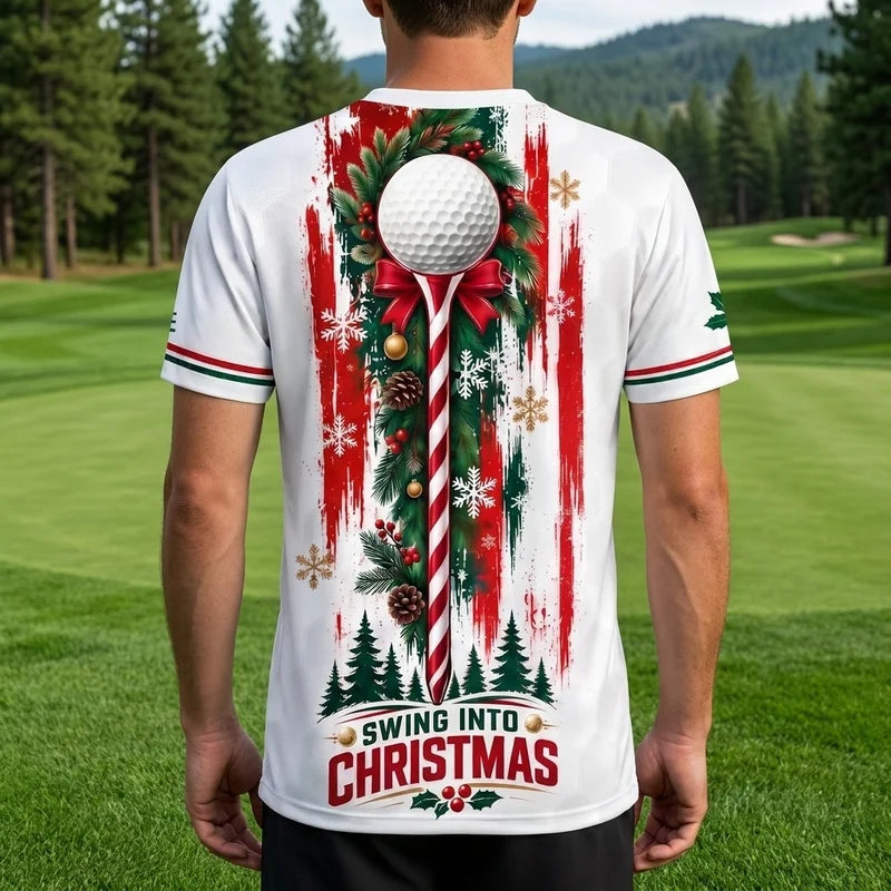 Swing Into Christmas Personalized Golf T-Shirt 2026