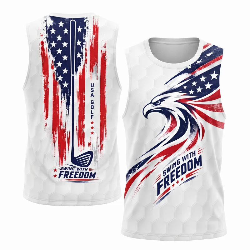 Swing With Freedom Personalized USA Golf Tank Top 2026