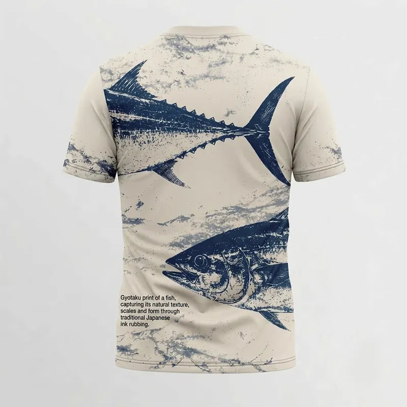 Personalized Fathom Thread Gyotaku Tuna Ocean Fishing T-Shirt